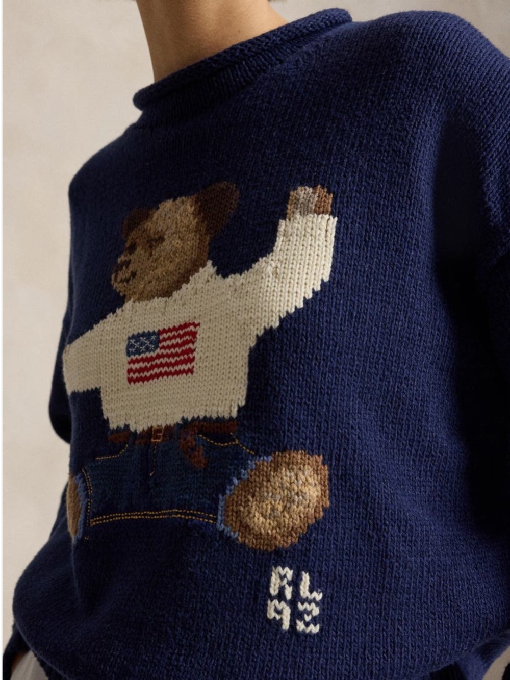 Polo Bear Navy Knit Sweater with Flag Motif - Picture 4 of 7